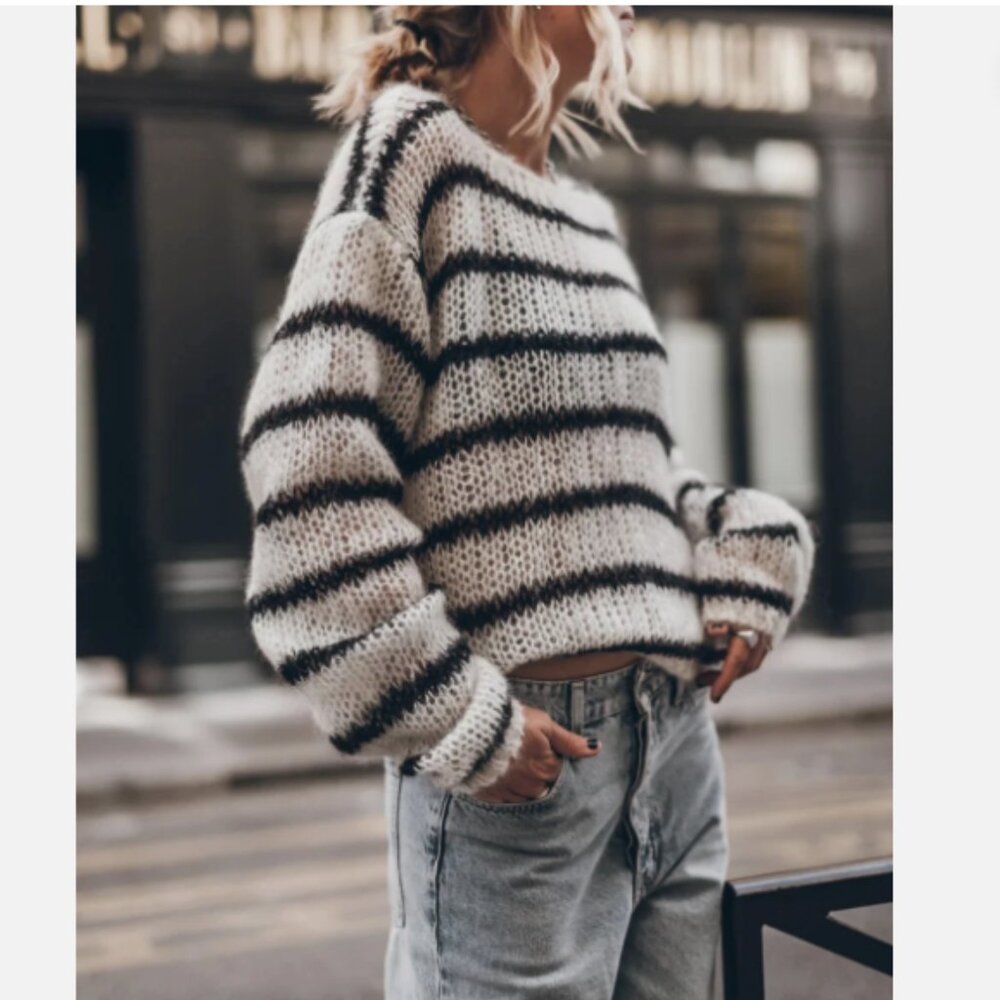 NWOT MIKUTA The Striped Mohair Knitted Sweater SMALL
